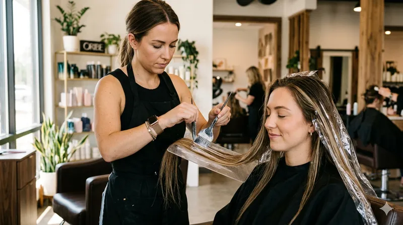Estilista a trabalhar em balayage
